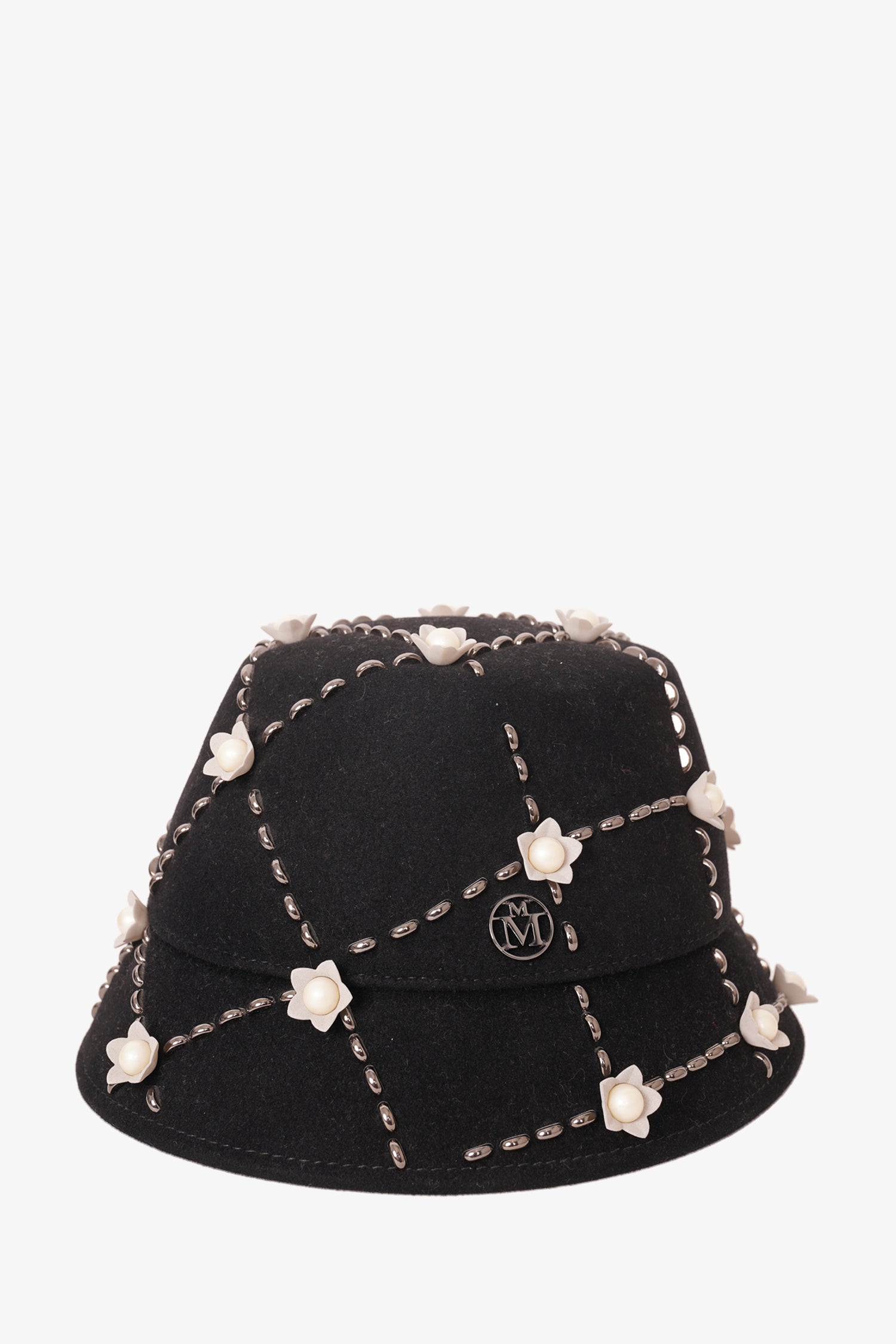 Maison Michele Black Rabbit Hair Flower Embellished Hat – Mine & Yours