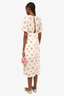 Maje Beige Floral Print Short Sleeve Midi Dress Size 34