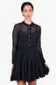 Maje Black Broderie Anglaise Button Front Dress Size 1