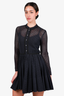 Maje Black Broderie Anglaise Button Front Dress Size 1