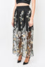 Maje Black Floral Tulle Overlay Midi Skirt Size 2