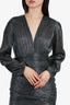 Maje Black Metallic Long Sleeve Mini Dress Size 38