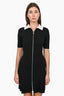 Maje Black Ribbed Collared Zip Mini Dress Size 34