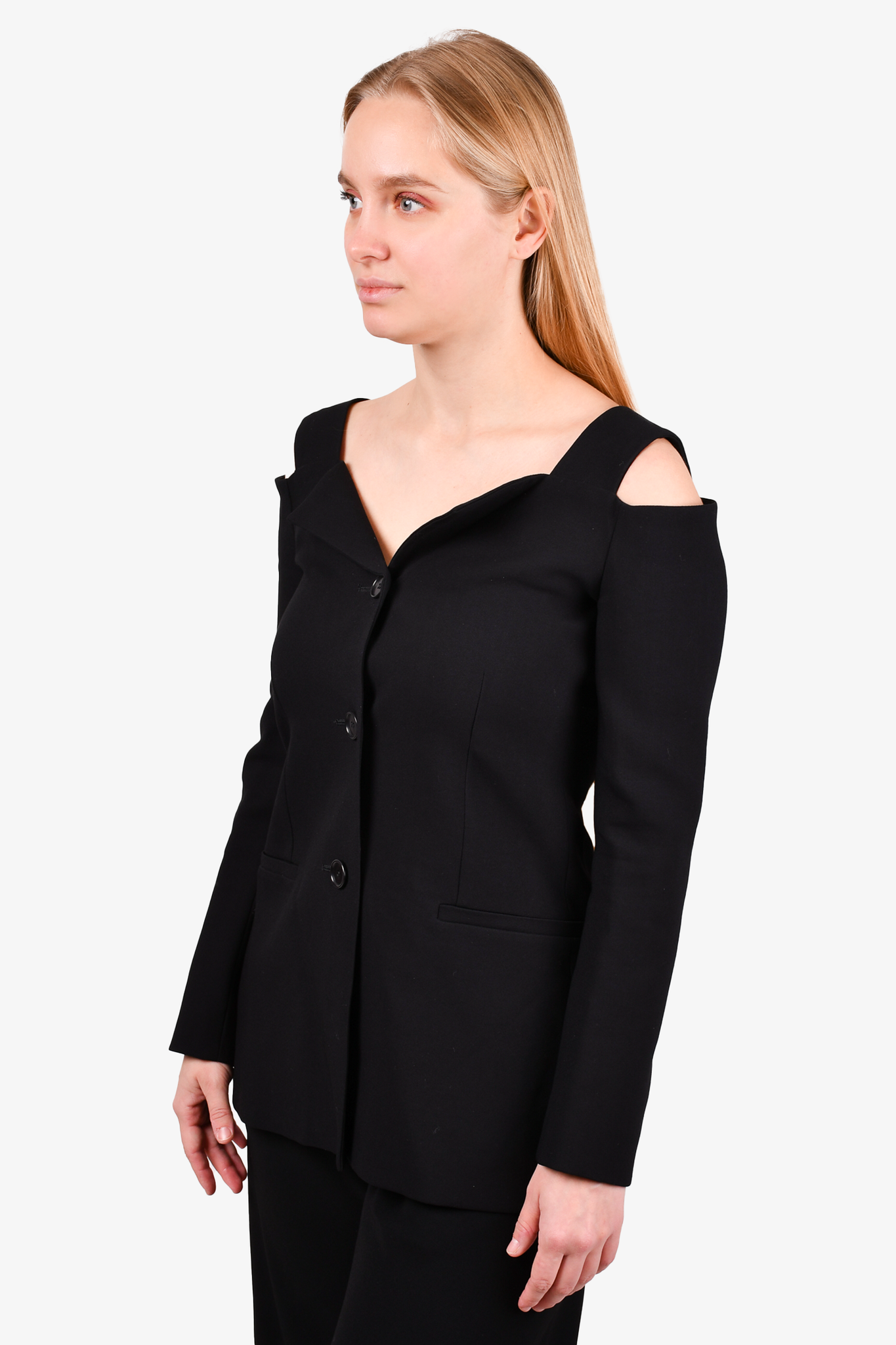 Maje Black Vida Cold Shoulder Blazer Top Size 36