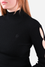 Maje Black Wool Ribbed Sleeve Cutout Mockneck Top Size 1