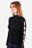 Maje Black Wool Ribbed Sleeve Cutout Mockneck Top Size 1