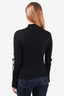 Maje Black Wool Ribbed Sleeve Cutout Mockneck Top Size 1