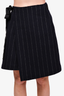 Maje Navy/White Wool Striped Tie Skirt Size 1