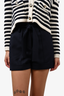 Maje Navy and Red Pinstripe High Waisted Shorts Size 34