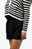 Maje Navy and Red Pinstripe High Waisted Shorts Size 34