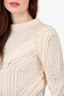 Maje White Wool/Alpaca Cable Knit Crewneck Sweater Size 1