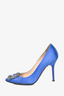 Manolo Blahnik Blue Satin Hangisi Pumps Size 38