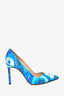 Manolo Blahnik Blue/White Tie Dye Canvas Pumps Size 35.5