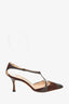 Manolo Blahnik Brown Leather/Suede Caged Pointed Toe Heels Size 36