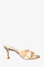Manolo Blahnik Leopard/Plaid Button Heeled Sandals Size 36