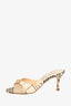 Manolo Blahnik Leopard/Plaid Button Heeled Sandals Size 36