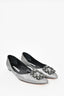 Manolo Blahnik Silver Fabrtic Embellished Flat Size 37.5