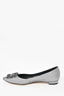 Manolo Blahnik Silver Fabrtic Embellished Flat Size 37.5