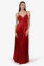 Marchesa Notte Red Metallic Sleeveless Pleated Gown with Lace Detailing Size 0