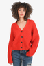Maria McManus Orange Cashmere/Cotton Knit Open Knit Sleeve Cardigan Size XS