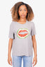 Markus Lupfer Grey Sequin Lip Print T-shirt