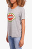 Markus Lupfer Grey Sequin Lip Print T-shirt