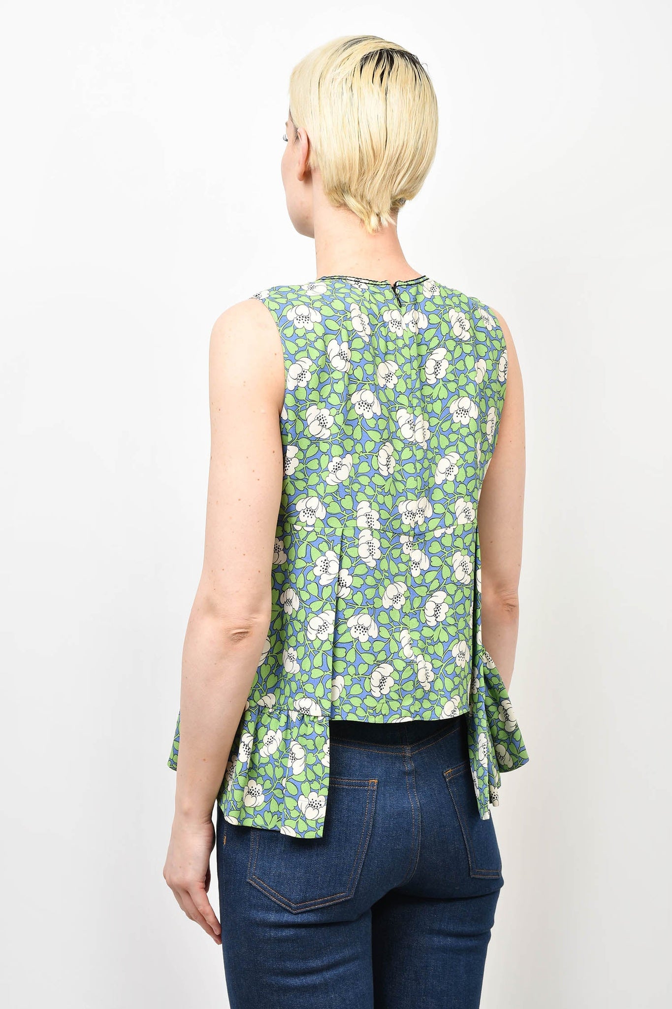 Marni Green Floral Sleeveless Top Size 40