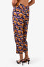 Marni Purple/Orange Printed Silk Drop Crotch Cropped Pants Size 40