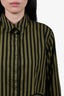 Marques Almeida Green/Black Striped Asymmetrical Raw Hem Dress Size M