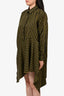 Marques Almeida Green/Black Striped Asymmetrical Raw Hem Dress Size M