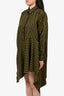 Marques Almeida Green/Black Striped Asymmetrical Raw Hem Dress Size M