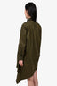 Marques Almeida Green/Black Striped Asymmetrical Raw Hem Dress Size M