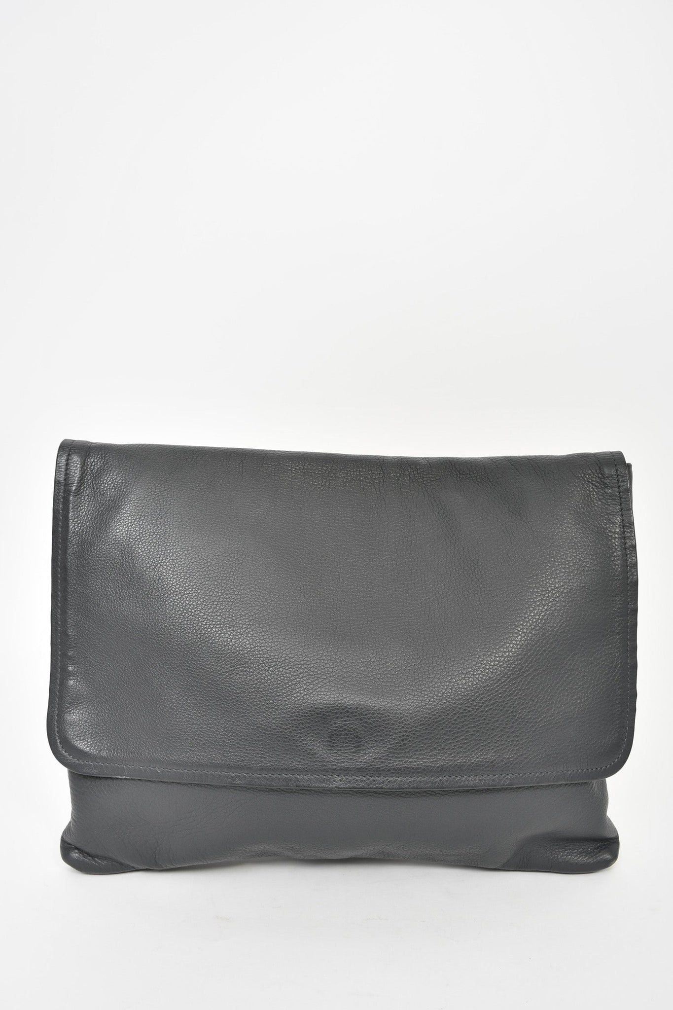 Masion Margiela Black Pebbled Leather Front Fold Pouch