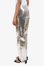 Materiel Space Silver Metallic Coated Crepe Straight-Leg Pants Size 2