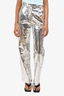 Materiel Space Silver Metallic Coated Crepe Straight-Leg Pants Size 2