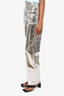 Materiel Space Silver Metallic Coated Crepe Straight-Leg Pants Size 2