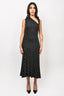 Max Mara Black Polka Dot Silk Sleeveless Maxi Dress Size 48