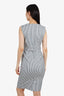 Max Mara Black/White Striped Sleeveless Midi Dress Size 2