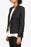 Max Mara Black Wool Striped Double Breasted Blazer Size 0