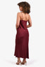 Max Mara Burgundy Crew Neck Midi Length Evening Dress Size S