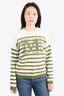 Max Mara Cream/Green Striped Knit Sweater Size S