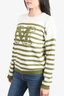 Max Mara Cream/Green Striped Knit Sweater Size S