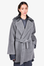 Max Mara Grey Virgin Wool/Alpaca Wool Belted Fur Collar Coat Size 36