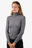 Max Mara Grey Wool Thin Turtleneck Sweater Size XS