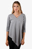 Max Mara Heather Grey Neoprene Asymmetrical 3/4 Sleeve Top Estimated Size S