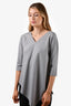 Max Mara Heather Grey Neoprene Asymmetrical 3/4 Sleeve Top Estimated Size S