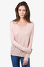 Max Mara Pink Silk Wool Blend V-Neck Sweater Size M