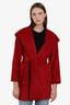 Max Mara Red Camel Hair Belted Coat Size 0