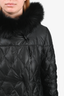 Max Mara Studio Black Quilted Faux Fur Detachable Hood Jacket Size 6 US