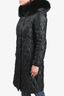 Max Mara Studio Black Quilted Faux Fur Detachable Hood Jacket Size 6 US